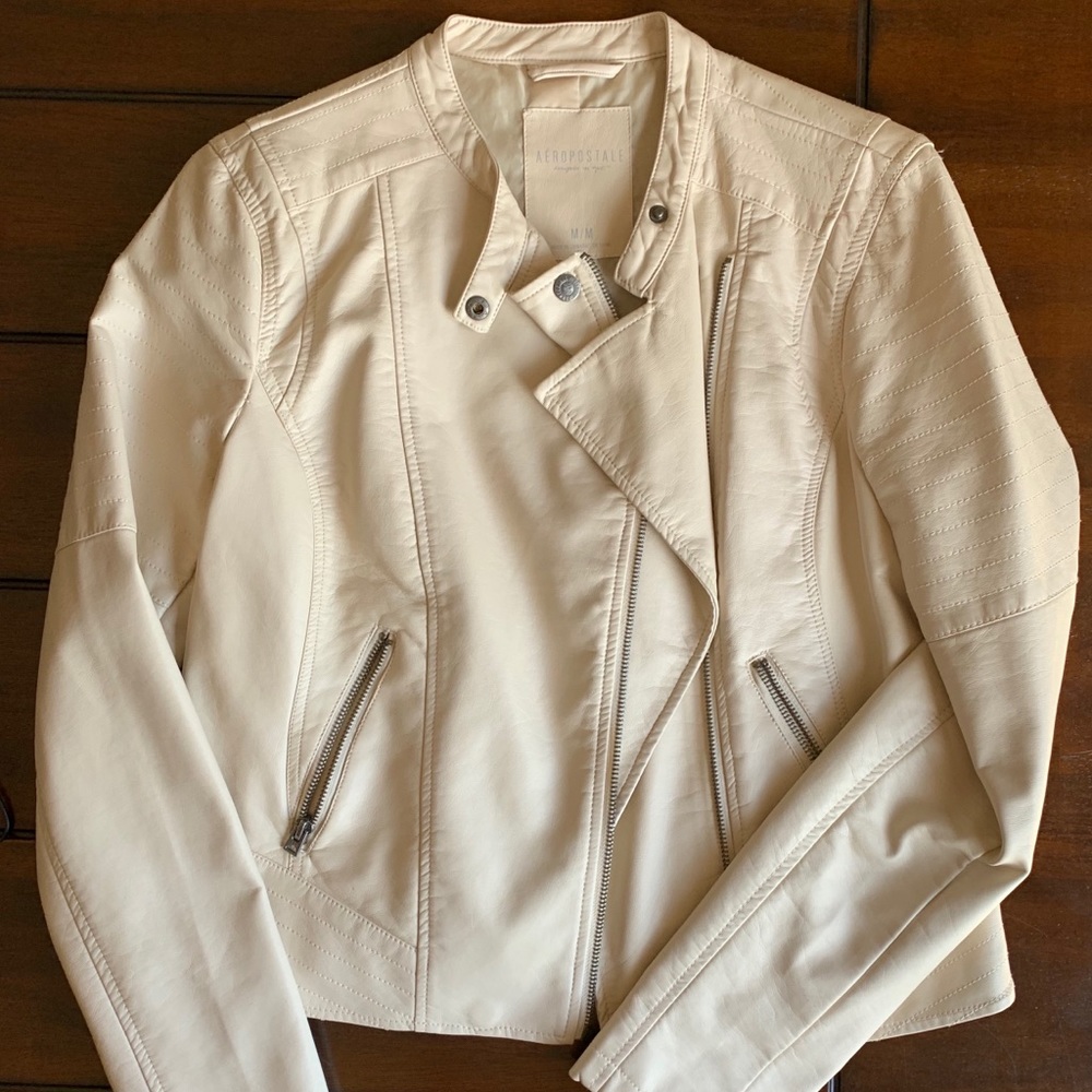 Cream Leather Jacket